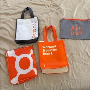 Orangetheory Bright Orange Tote with 'Workout from the heart.' Text